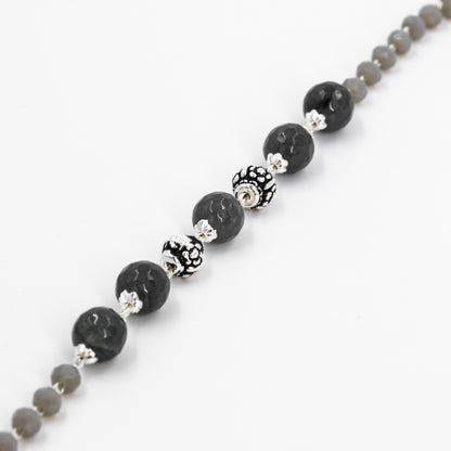 Silver Grey Beads Bracelet