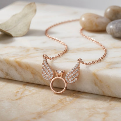 Rosegold Winged Statement Chain Pendant