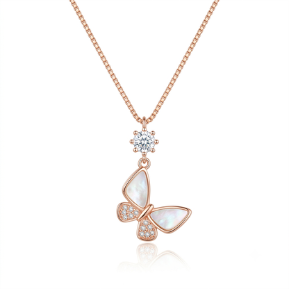 Rosegold Solitaire Butterfly Chain Pendant