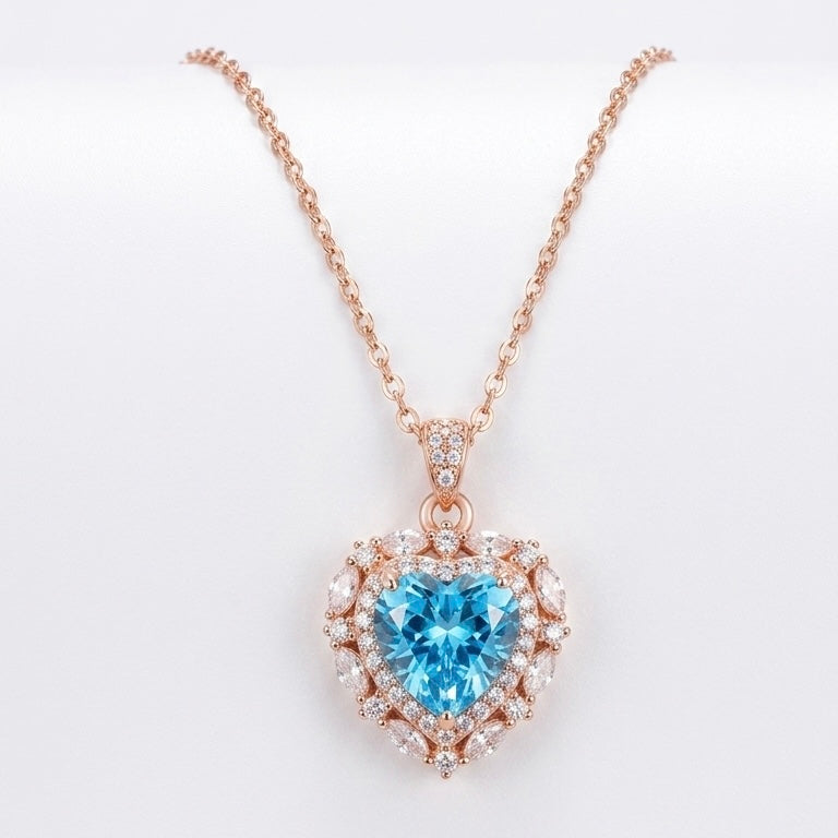 Rosegold Azure Heart Chain Pendant