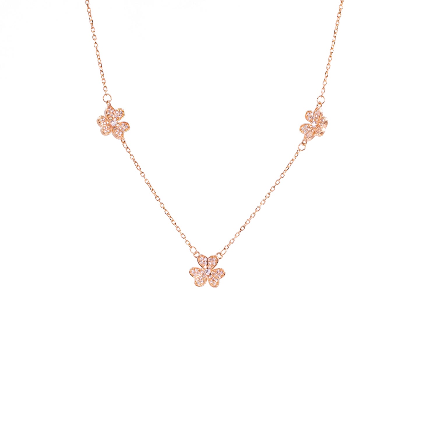 Rose Gold Petite Flower Chain Pendant