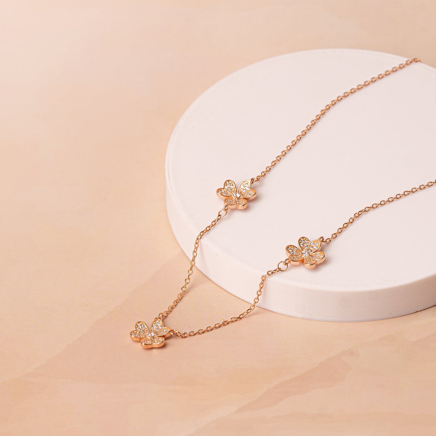 Rose Gold Petite Flower Chain Pendant