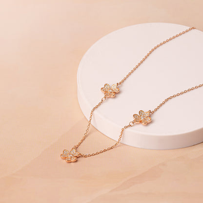 Rose Gold Petite Flower Chain Pendant