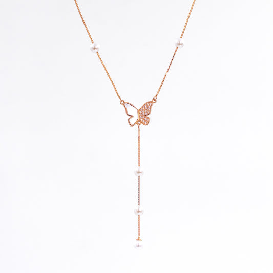 Rose Gold Butterfly Elegance Chain Pendant