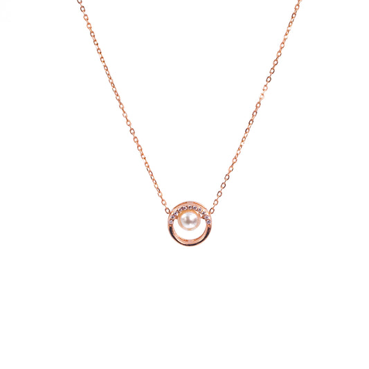 Rose Gold Radiant Pearl Chain Pendant