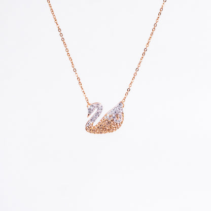 Rose Gold Glittery Swan Chain Pendant