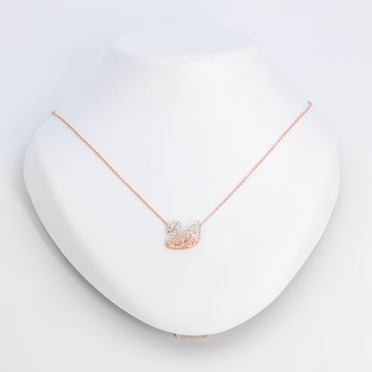 Rose Gold Glittery Swan Chain Pendant