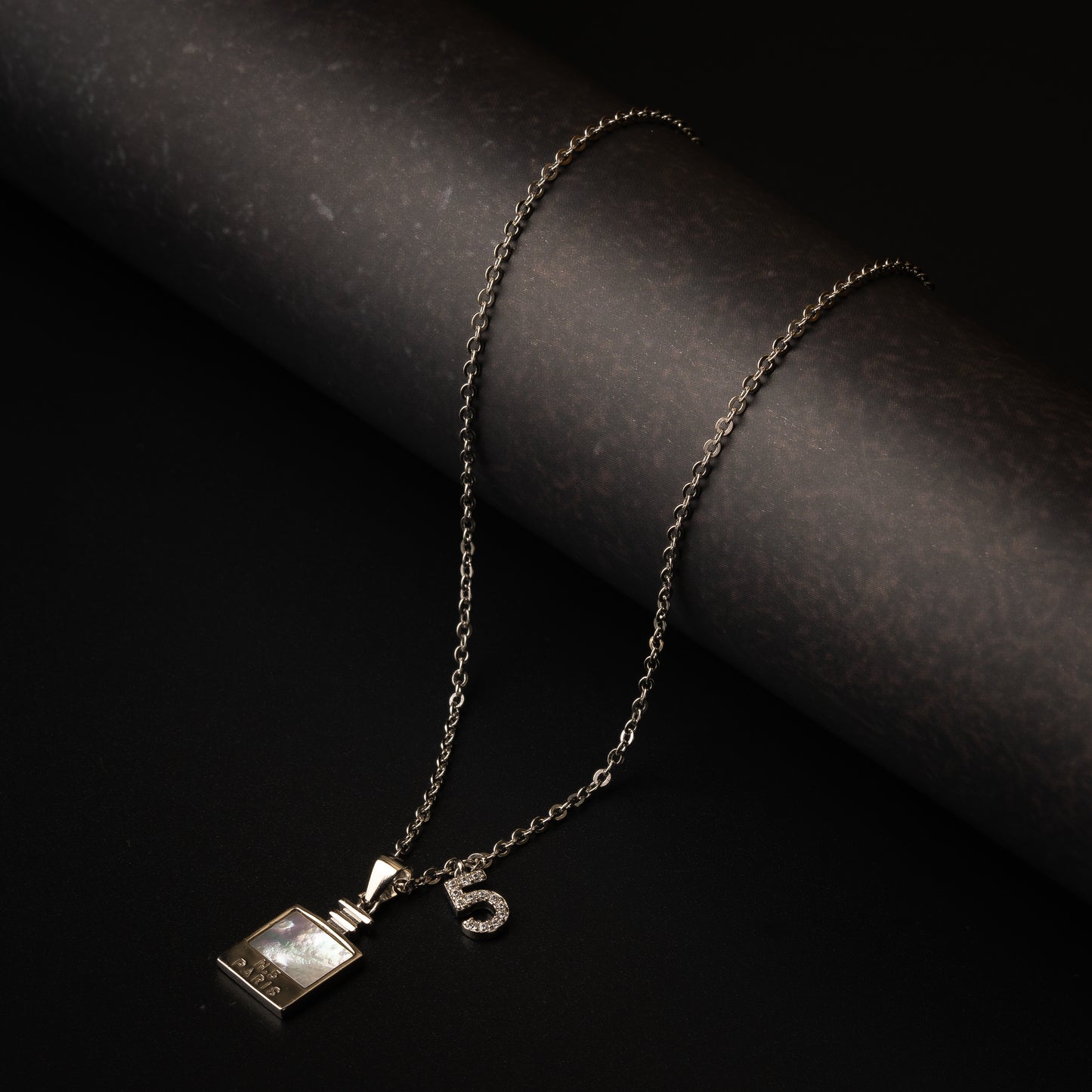 Silver TV With Charm Chain Pendant