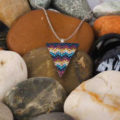 Silver Korean Prism Triad Chain Pendant
