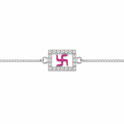 Swastik shine Silver Rakhi