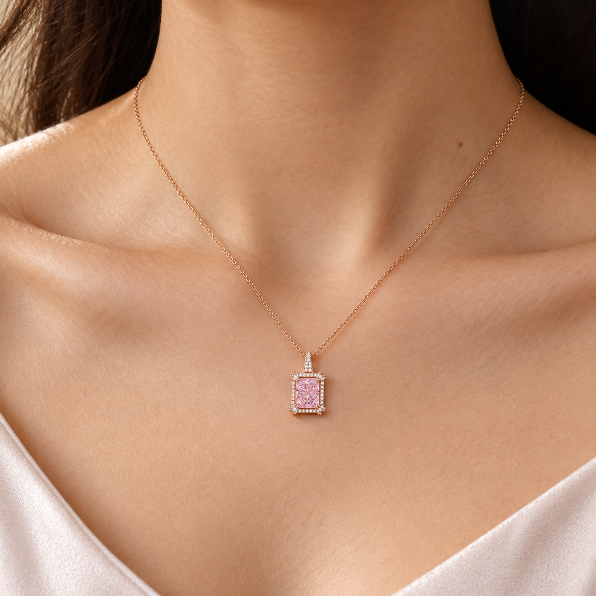 Rosegold Regal Pink Radiance Chain Pendant