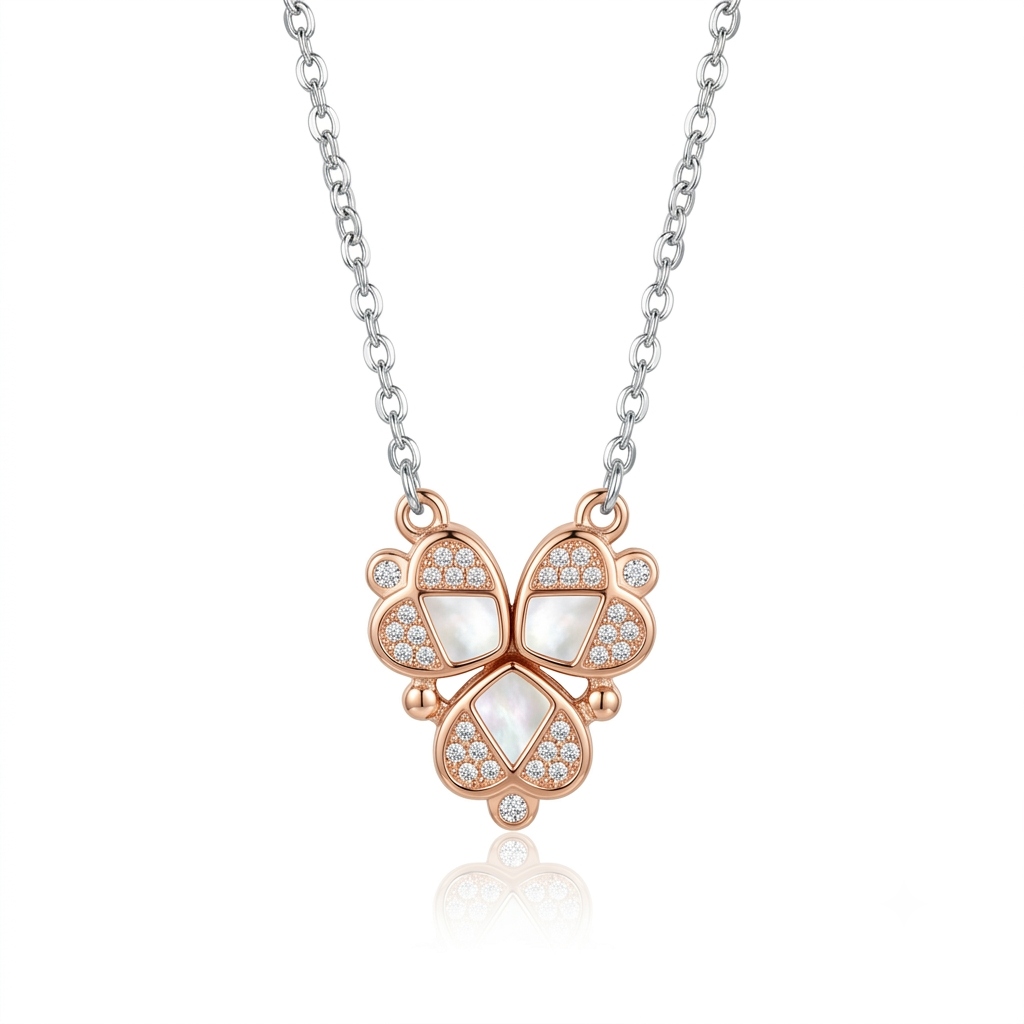 Two Tone Magnetic Clover Heart Chain Pendant