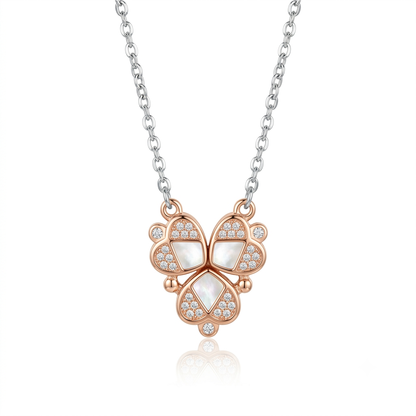 Two Tone Magnetic Clover Heart Chain Pendant