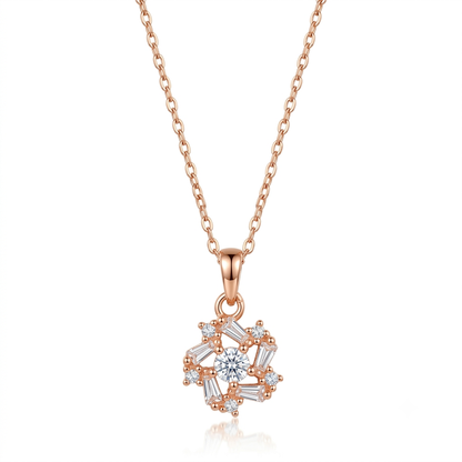 Rosegold Crystal Bloom Chain Pendant