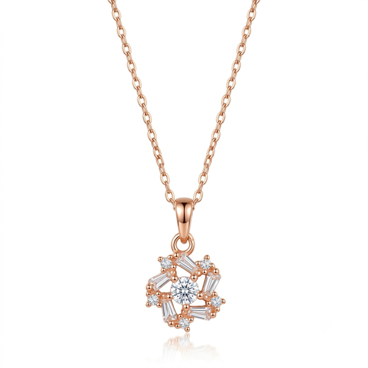 Rosegold Crystal Bloom Chain Pendant