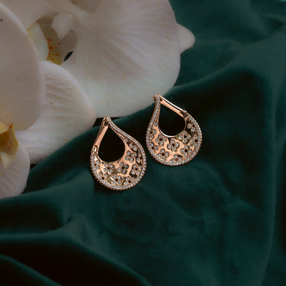 Rose Gold Flower Drop Earrings