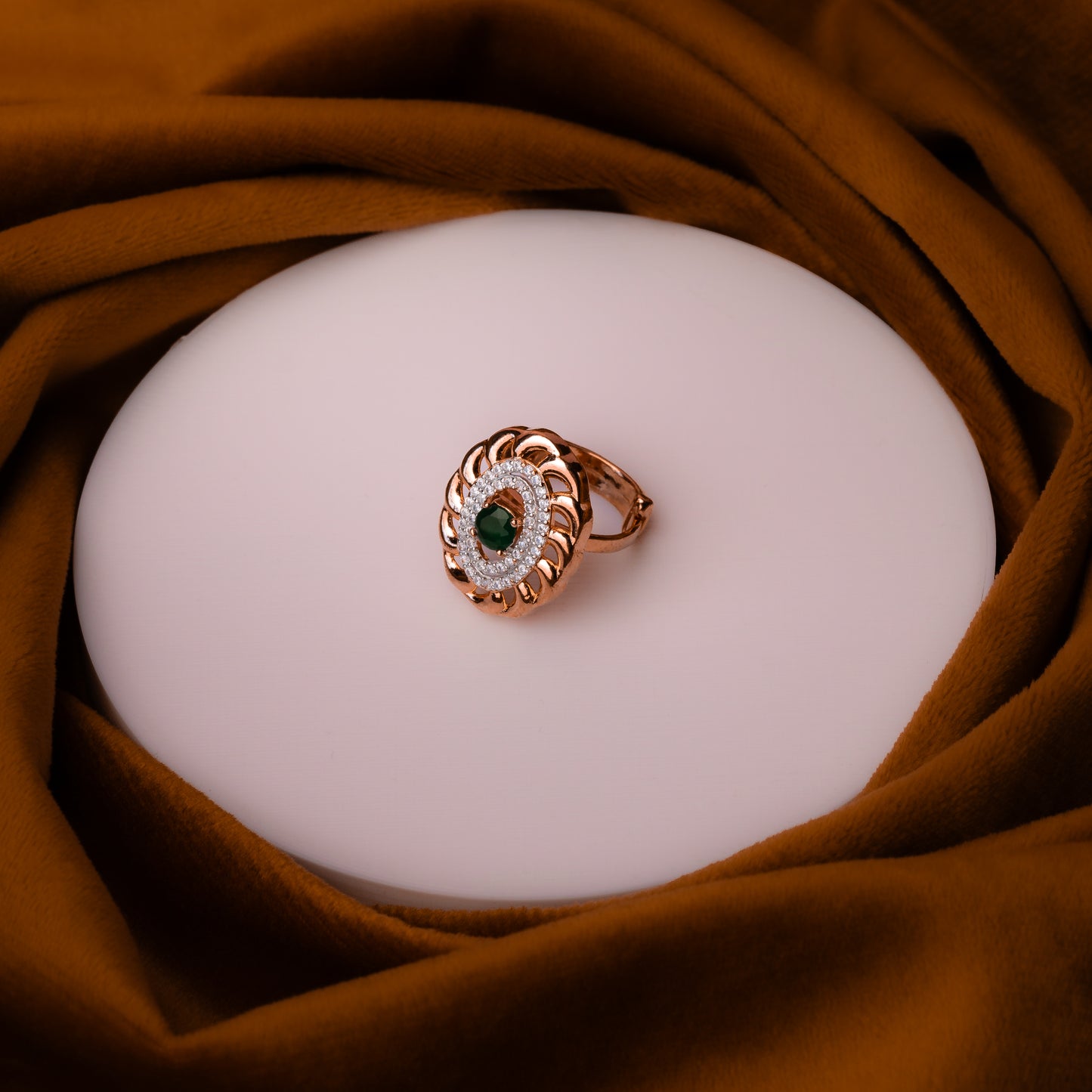 Rose Gold Green Stone Glimmer Ring