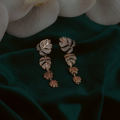 Rose Gold Splendor Leaf Earrings