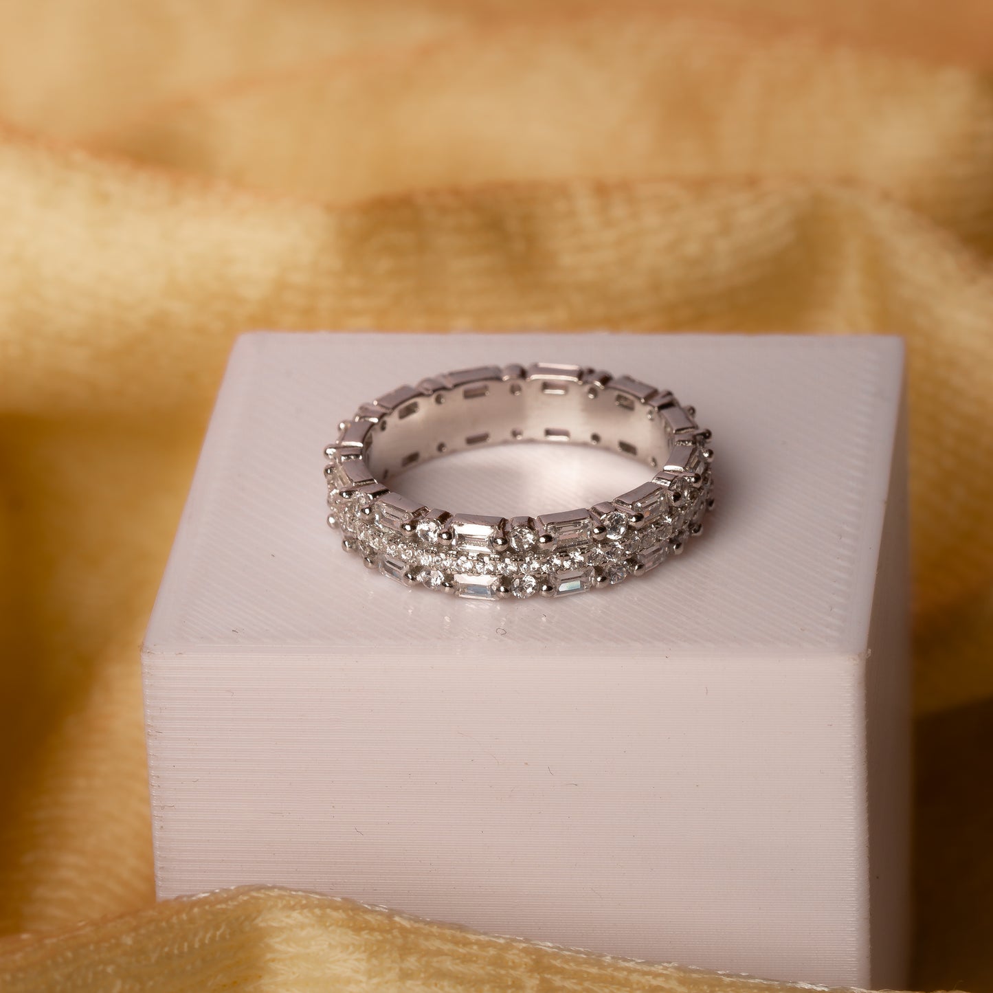 Silver Crystal Band Ring