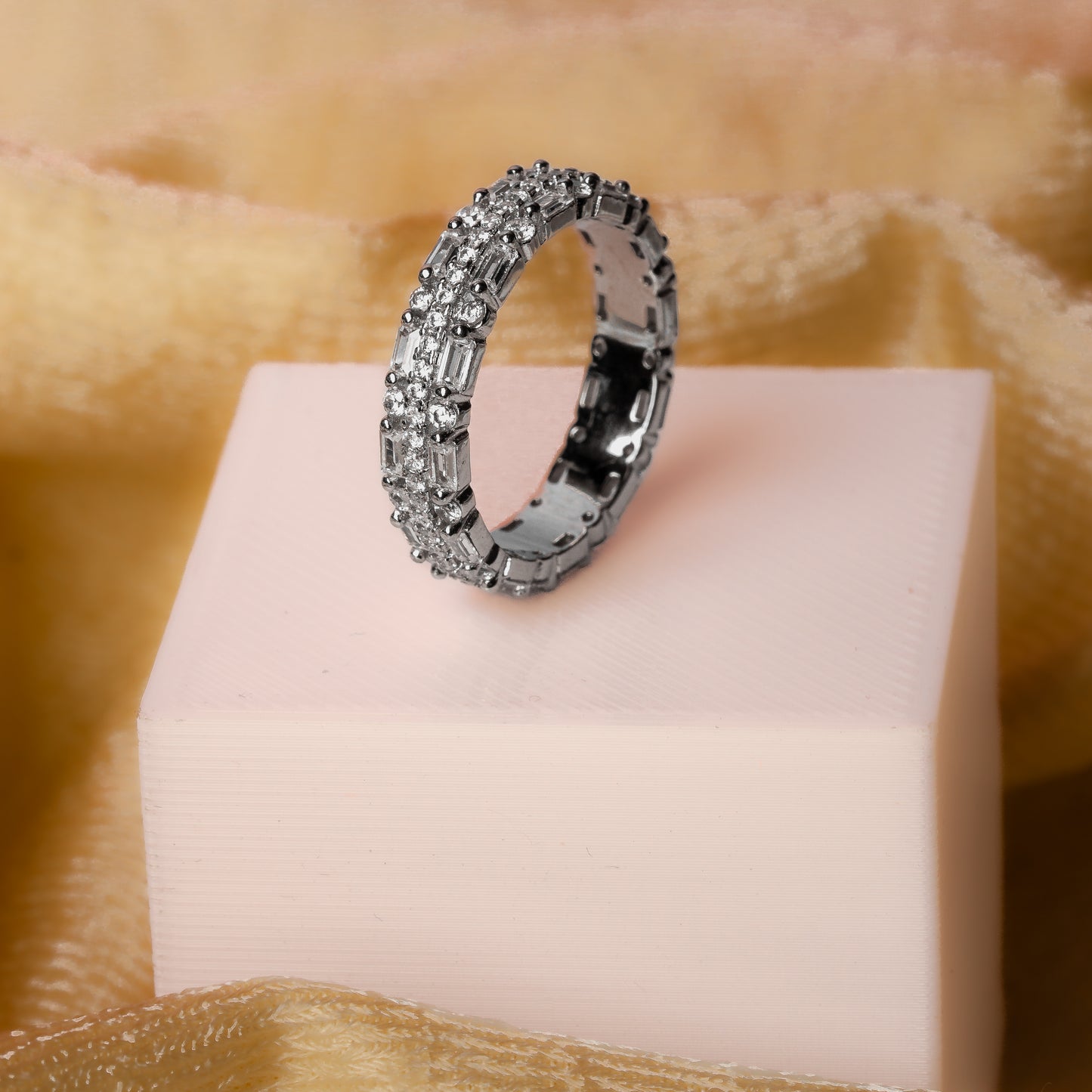 Silver Crystal Band Ring