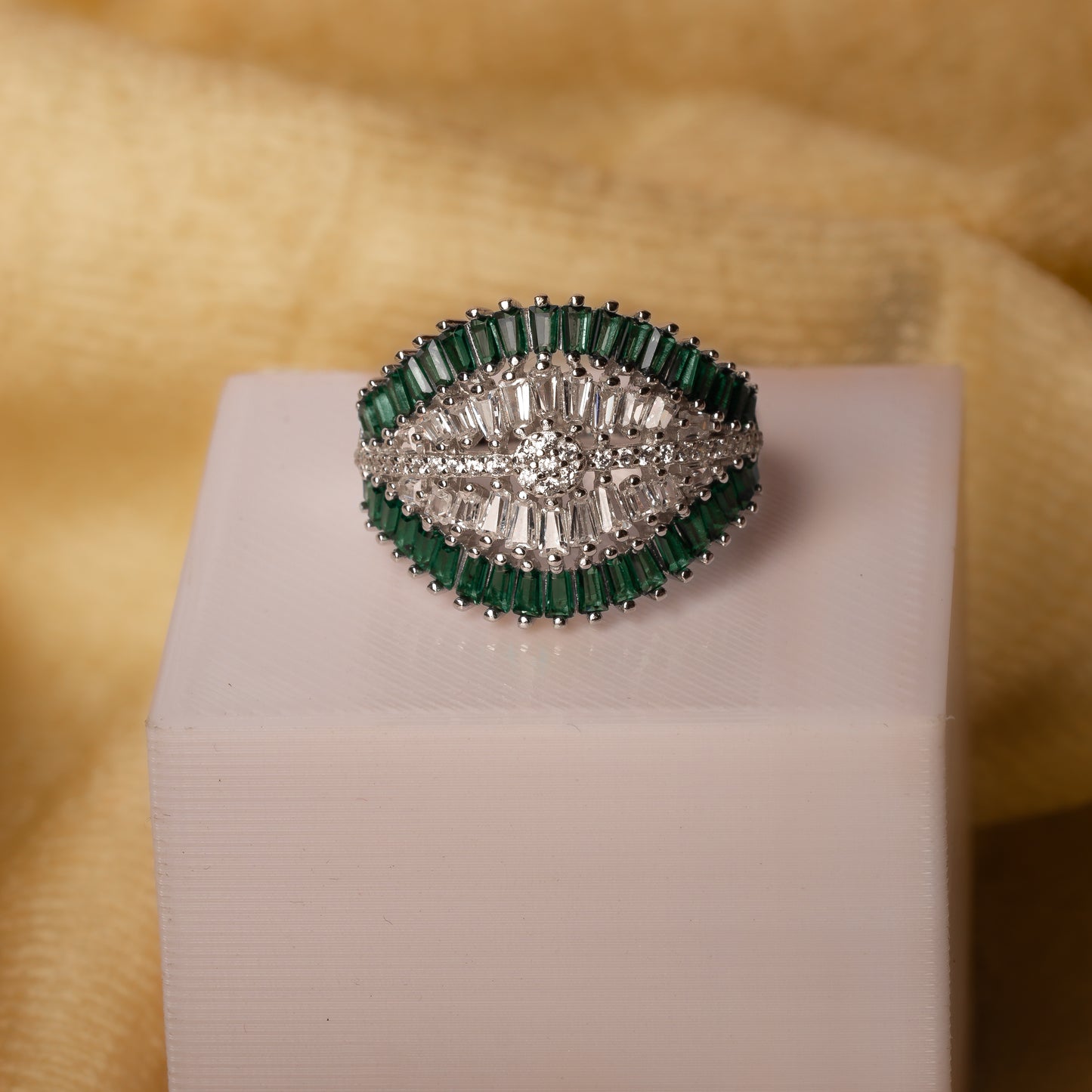 Silver Forest Green Ring