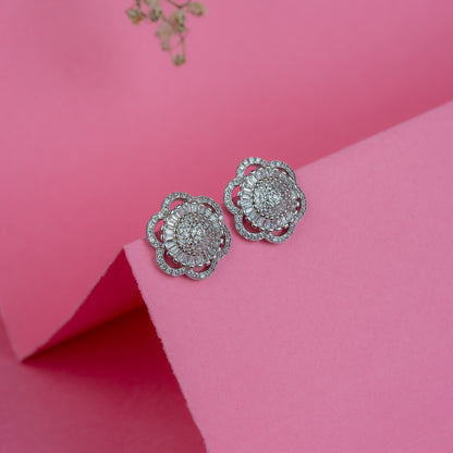 Silver Floral Embrace Earrings
