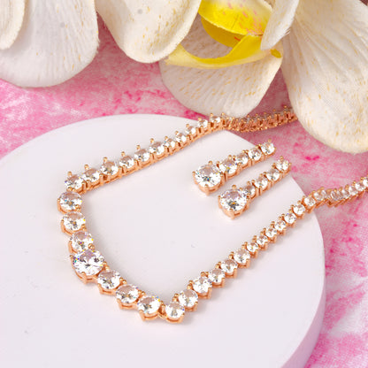 Rose Gold Minimalist Solitaire Necklace Set