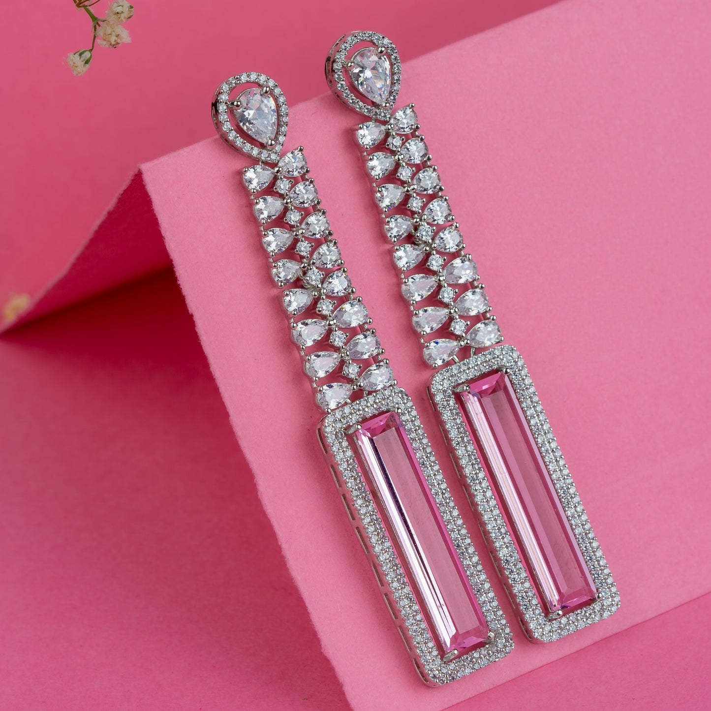 Silver Blush Pink Delicate Earrings