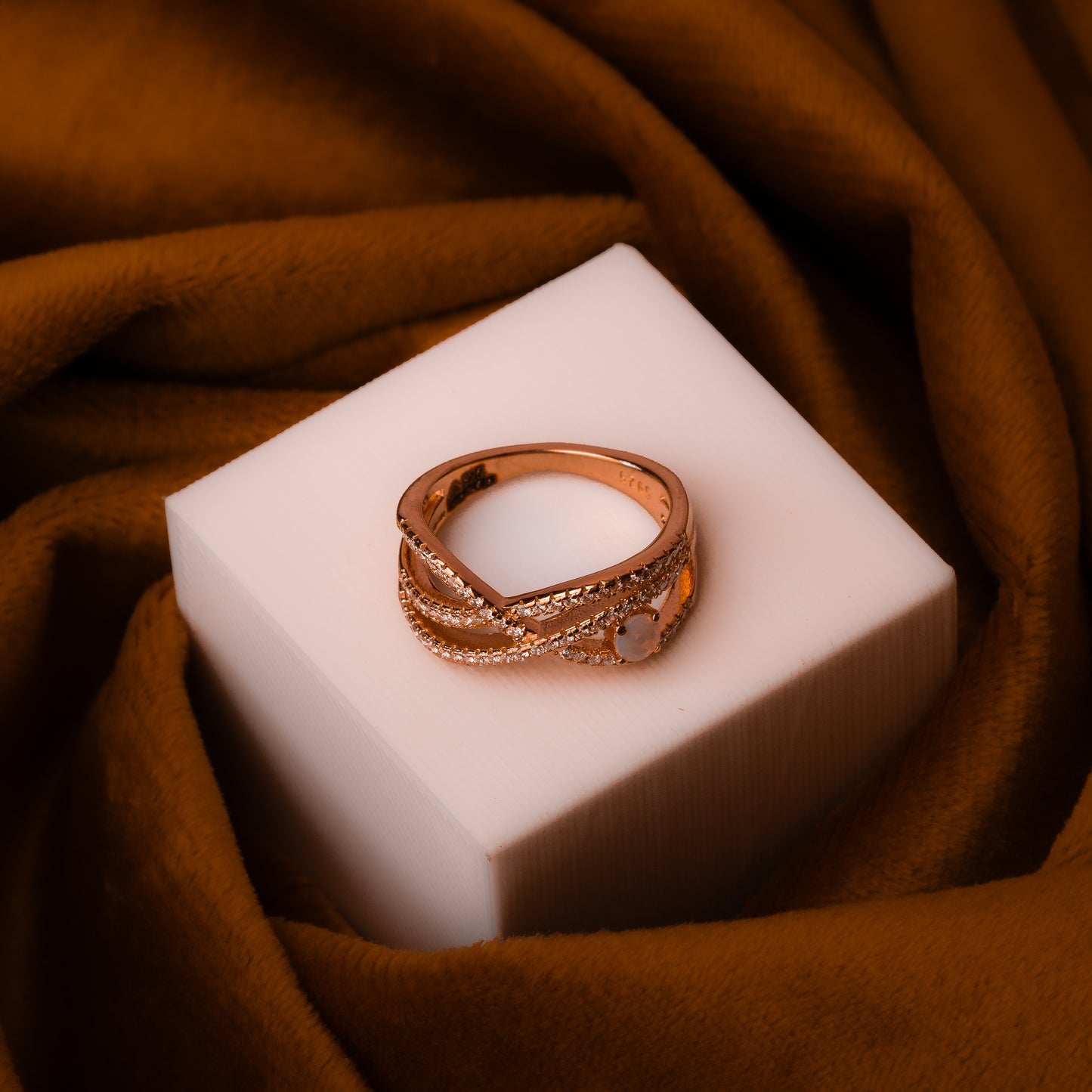 Rose Gold Pastel Pink Stone Ring