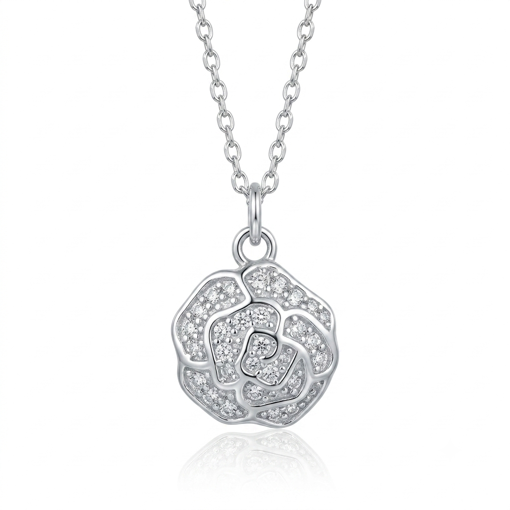 Silver Ornate Floral Chain Pendant