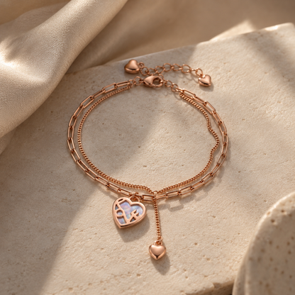 Rose Gold Love Lock Bracelet