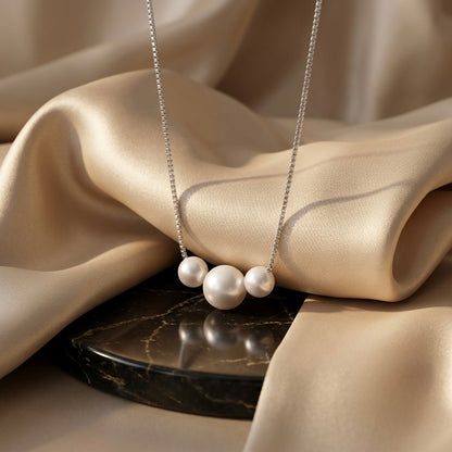 Silver Triple Pearl Chain Pendant