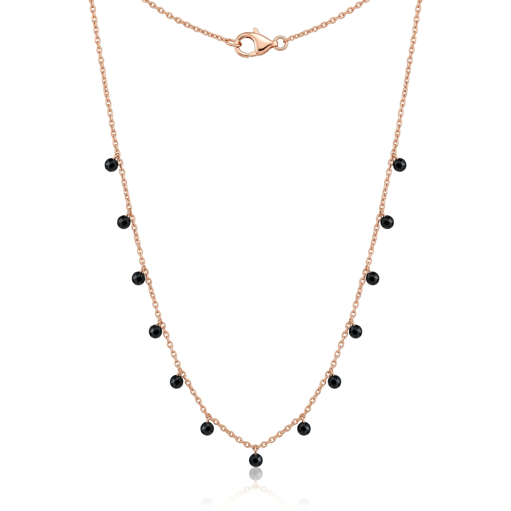 Rose Gold Onyx Queen's Necklace Chain