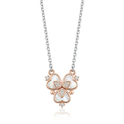 Two Tone Magnetic Clover Bloom Chain Pendant
