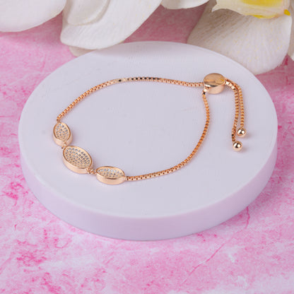 Rose Gold Oval Charm Bracelet