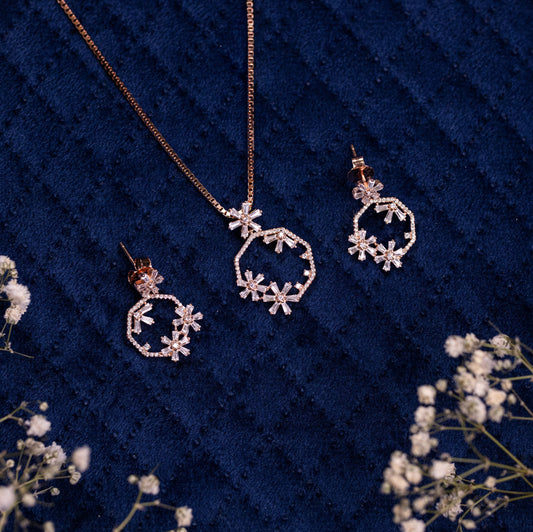 Rose Gold Orchid Blossom Pendant Set