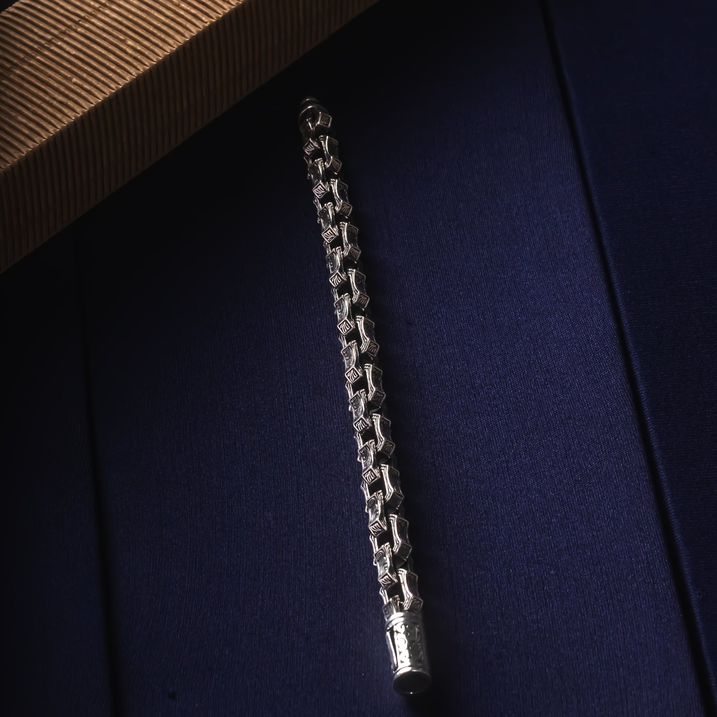 Silver Solid Designer Engraved Bracelet
