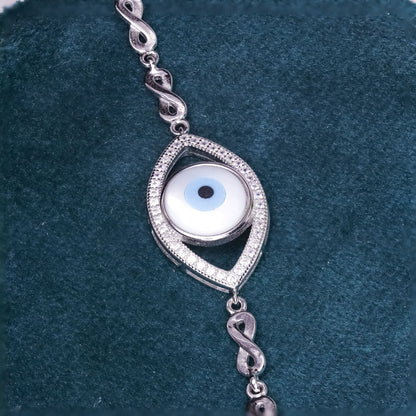Silver Evil Eye Infinity Bracelet
