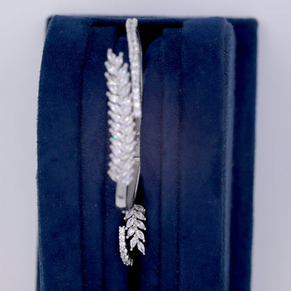 Silver Ethereal Fern Cuff/Kada With Ring Set