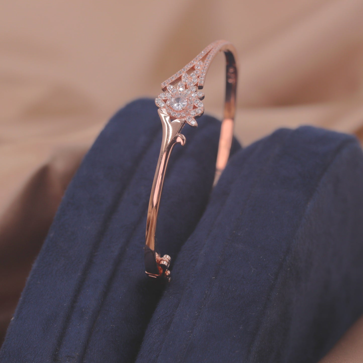 Rose Gold Bloom & Bare Cuff/Kada