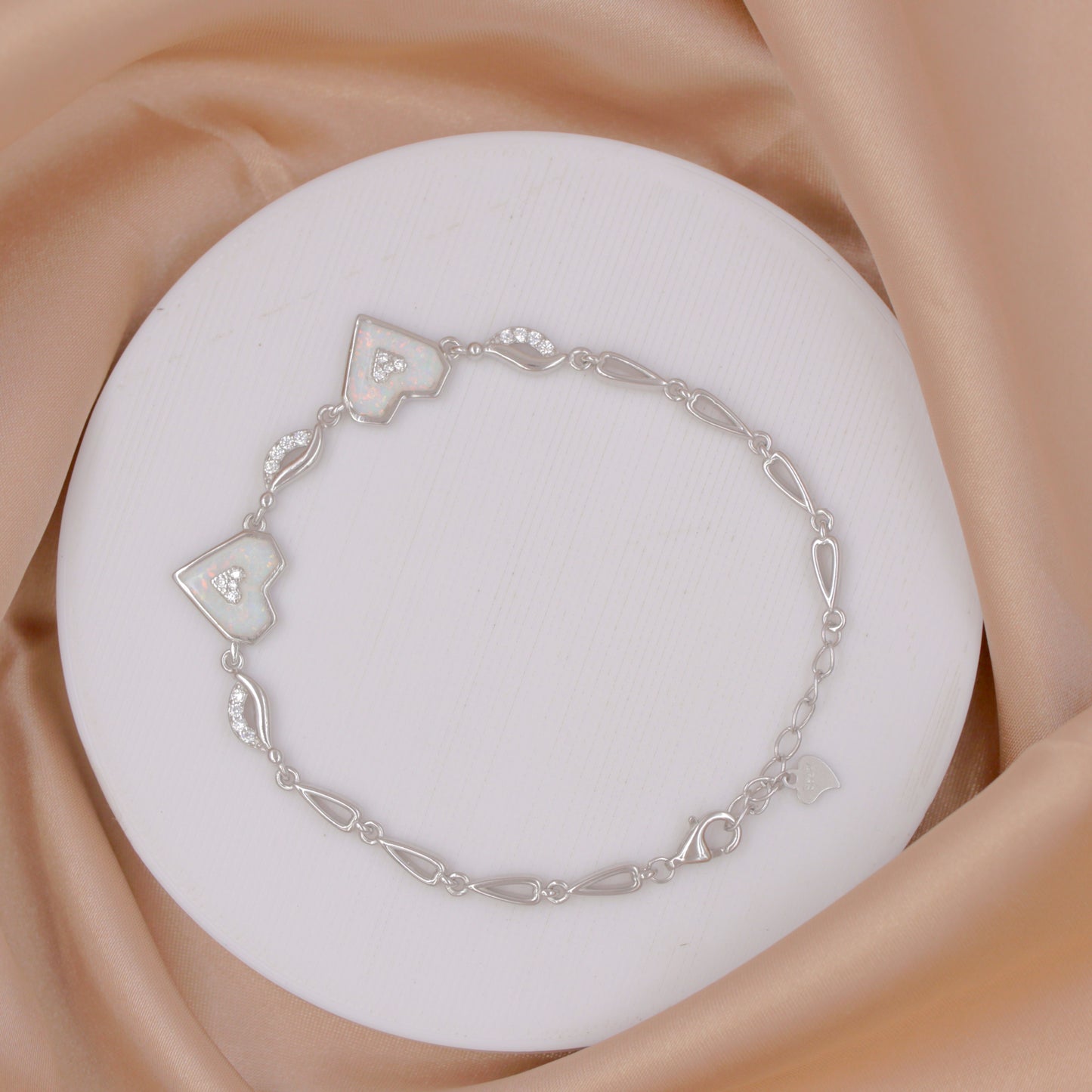Silver Ivory Heart Bracelet