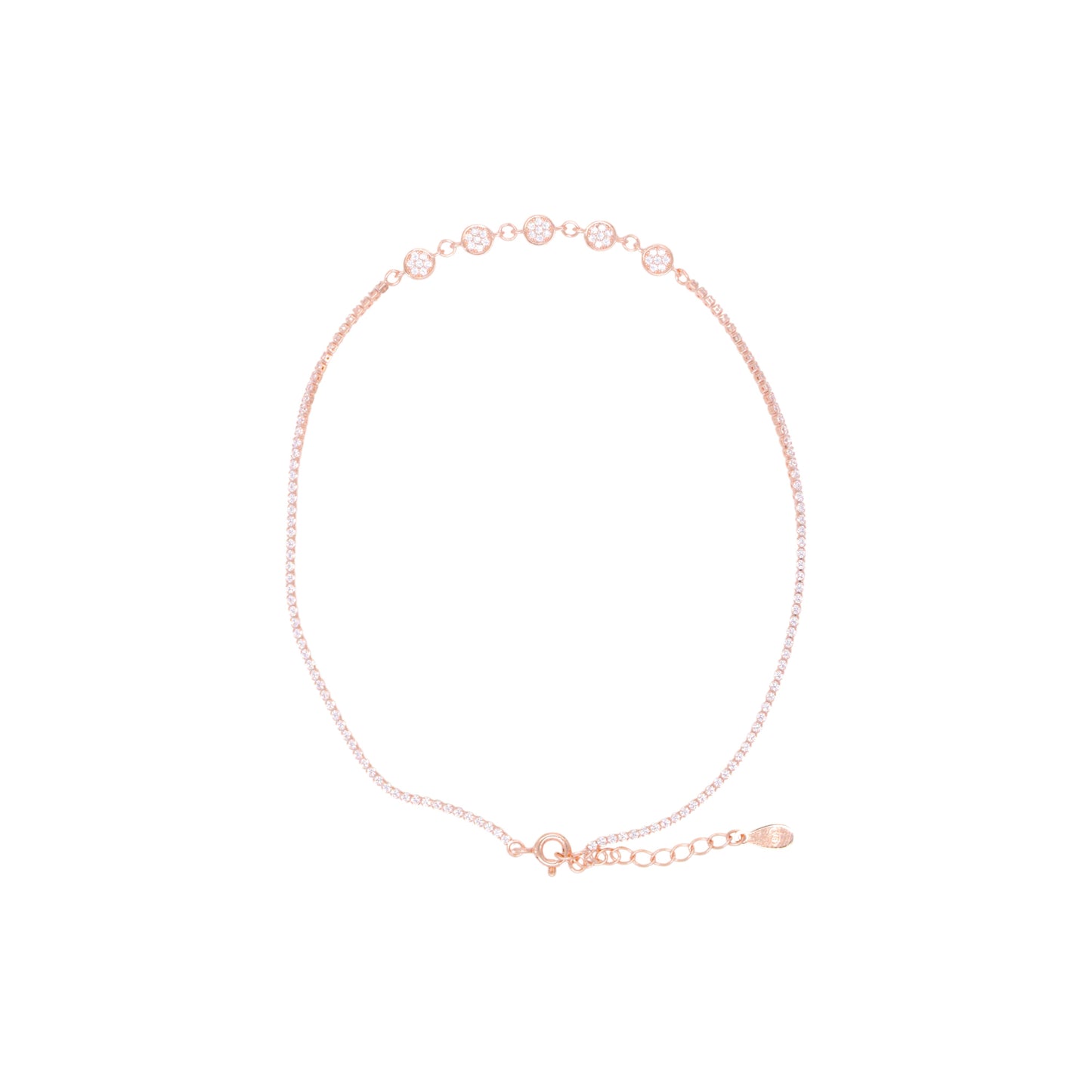 Rose Gold Zircon Discs Anklet / Payal