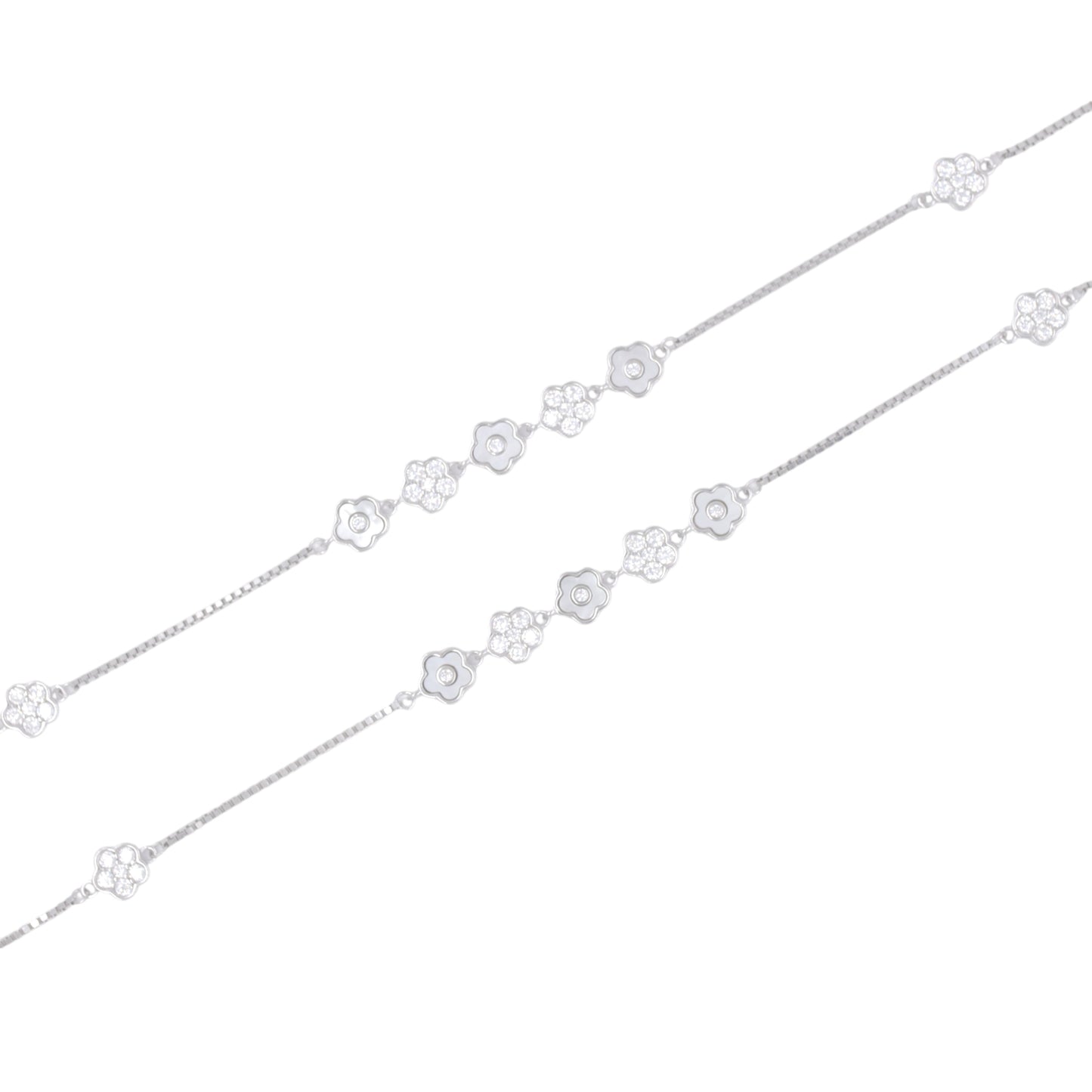 Silver Serene Petals Anklet / Payal