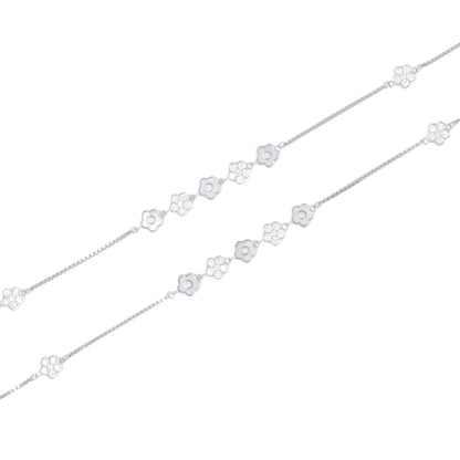 Silver Serene Petals Anklet / Payal