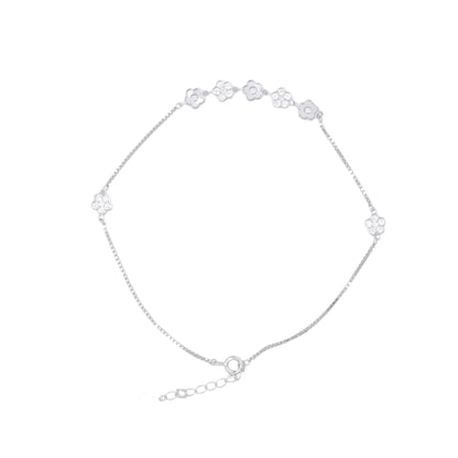Silver Serene Petals Anklet / Payal