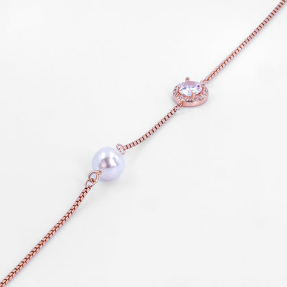 Rose Gold Solitaire Pearl Bracelet