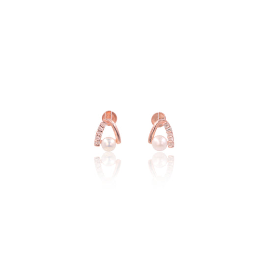 Rose Gold Elara Pearl Earrings