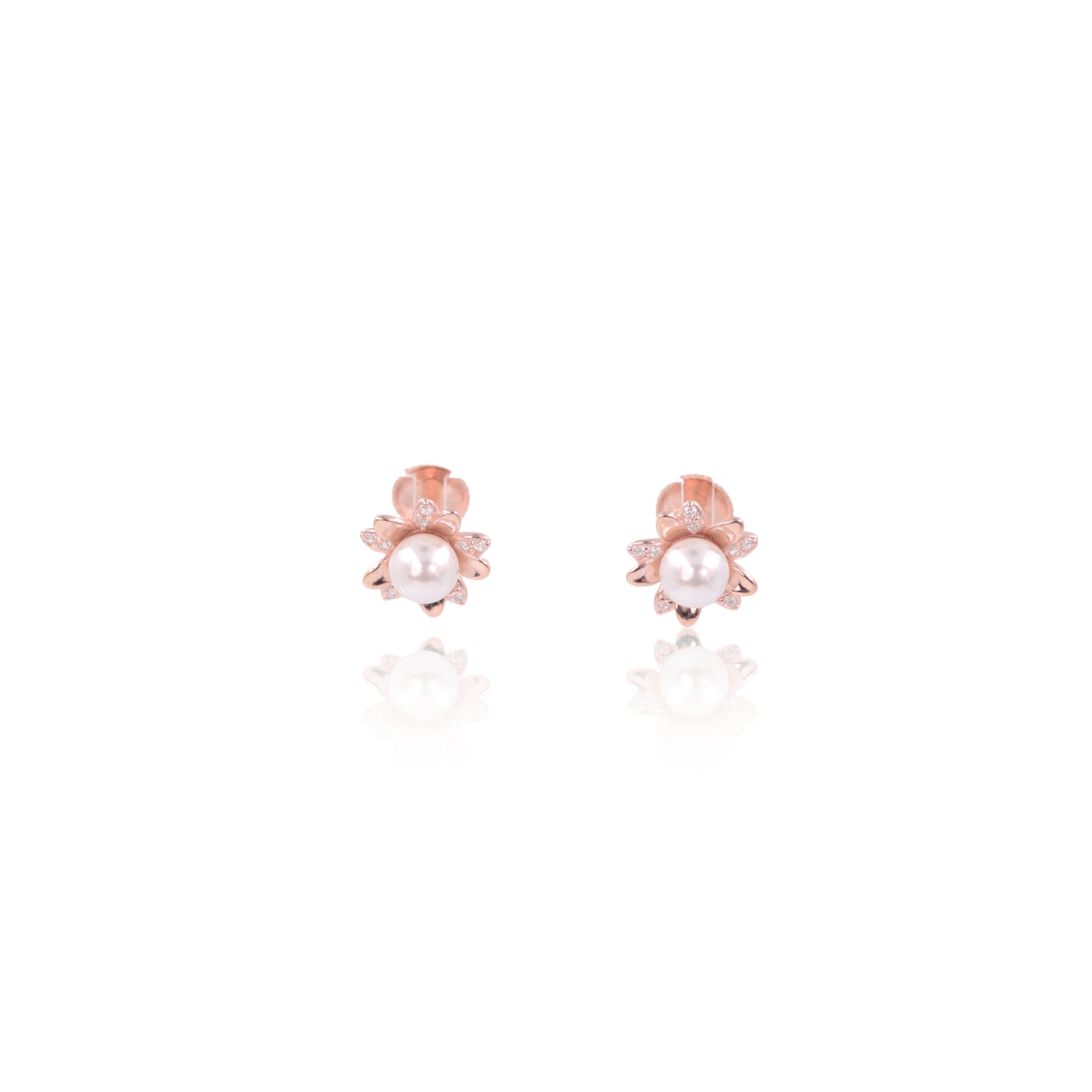 Rose Gold Pearl Bloom Earrings