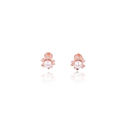 Rose Gold Pearl Bloom Earrings