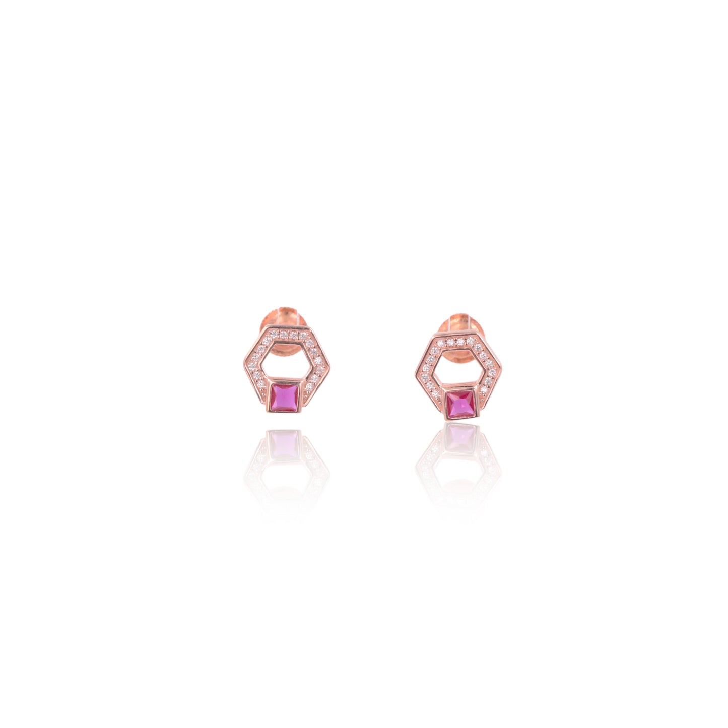 Rose Gold Ruby Point Earrings